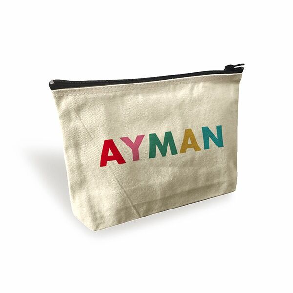 Canvas Painted Make Up Pouch (Elegant Script Font) - Image 1