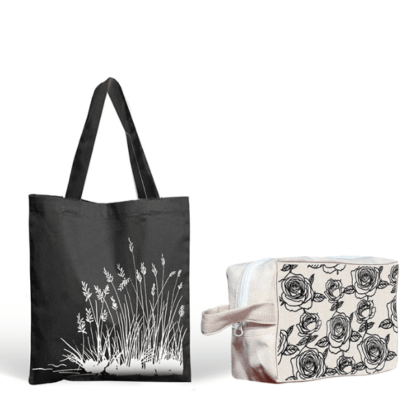 MC-Tote-Bundle-2.png Black Bundle Forest Tote bag with Free cosmetic Make up pouch - Image 1