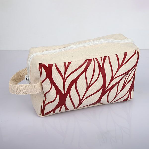 Maroon Leaves Cosmetic Make Up Pouch main