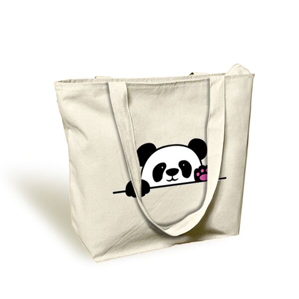 Panda-Canvas-Zipper-Hand-Bag.jpg Panda Canvas Cross Body Bag - Image 1