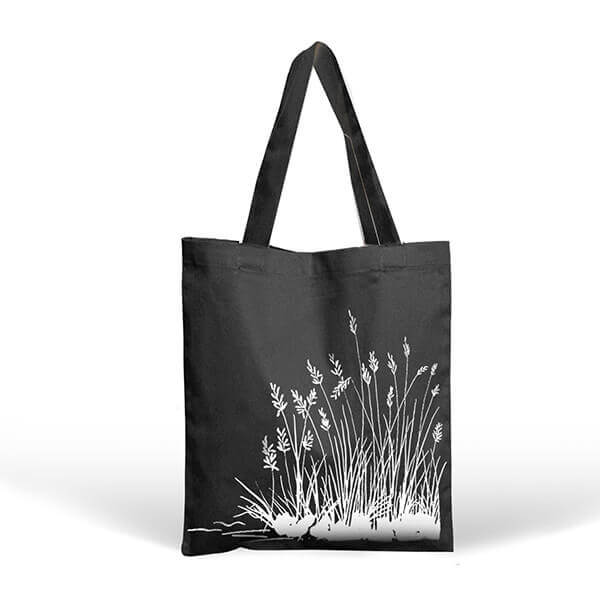 Wheat Pattern Black Tote Bag - Image 1