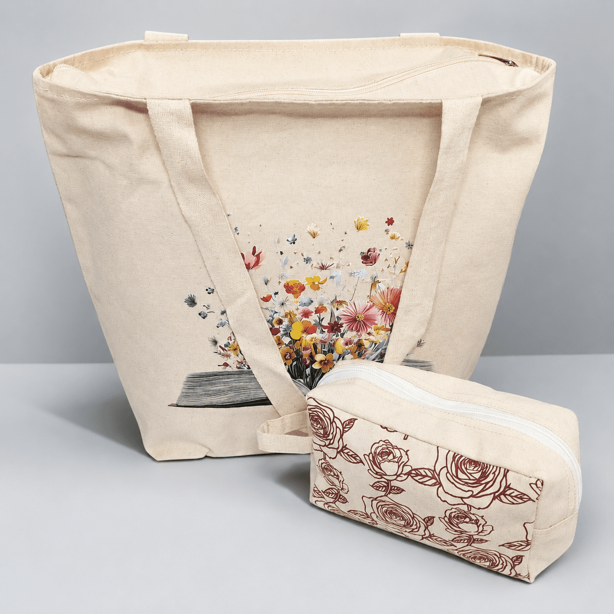 Cross Body Bundle Books Bag with Free floral make up pouch