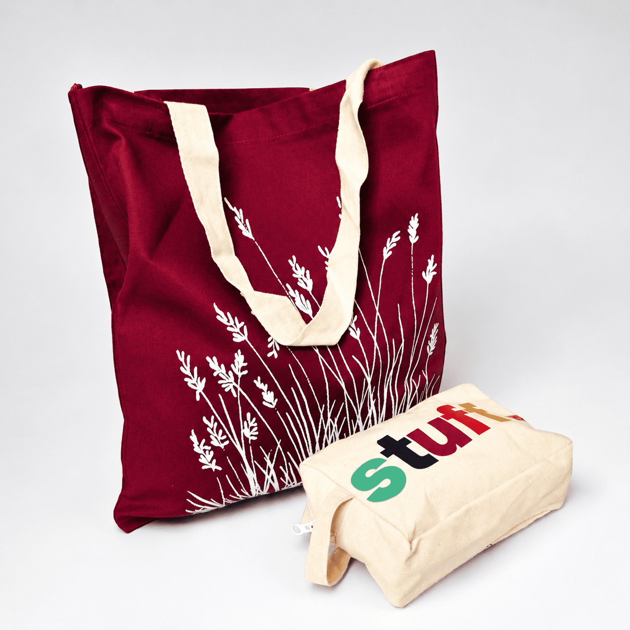Wheat Pattern Maroon Tote bag with Free Custom Cosmetic make&nbsp;up&nbsp;pouch